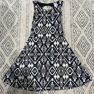 Pink Black and White Tribal Print Dress with Cutout on the back